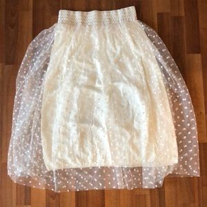 Chiffon and tulle knee length skirt